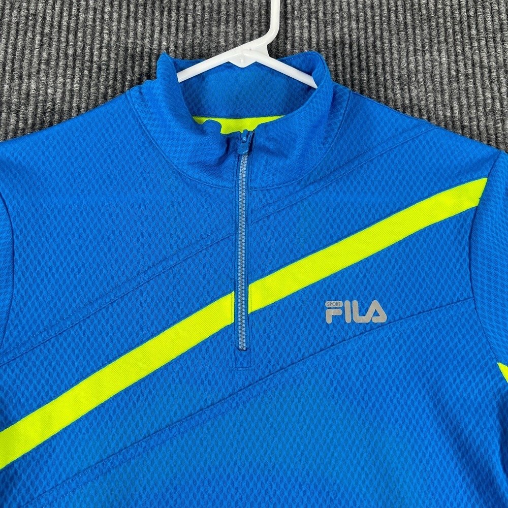 FILA Womens Shirt 1/4 Zip Pullover Medium Blue Long Sleeve Mock Neck Activewear